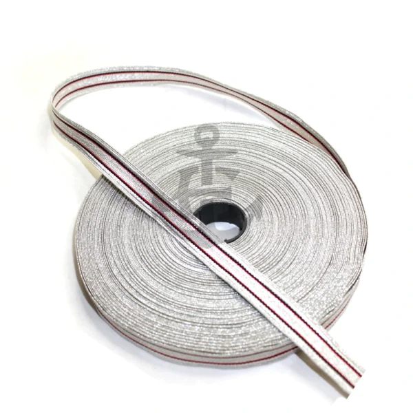 Silver Mylar Military Braid with Navy Stripe