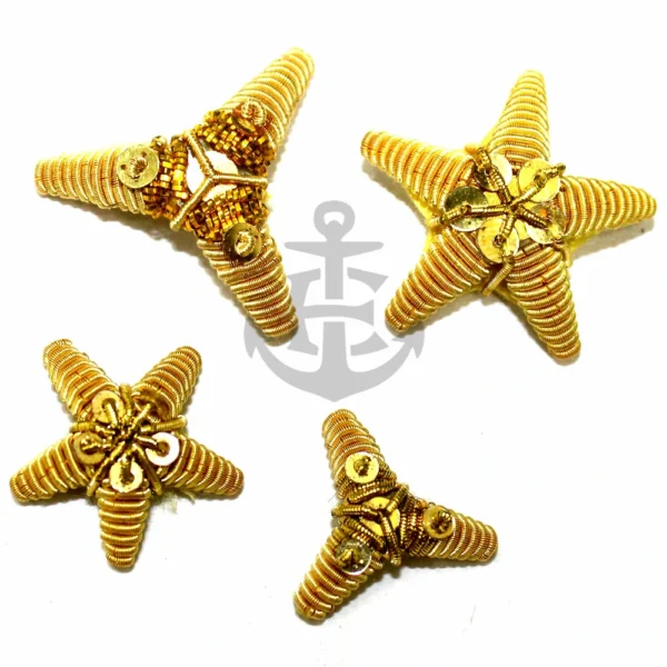 German Gold Star Fish Beads Gold