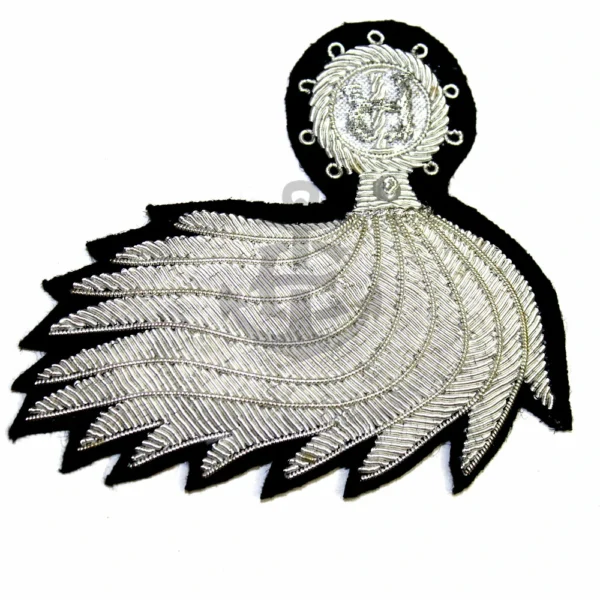 Hand Embroidered Silver Bullion Crest