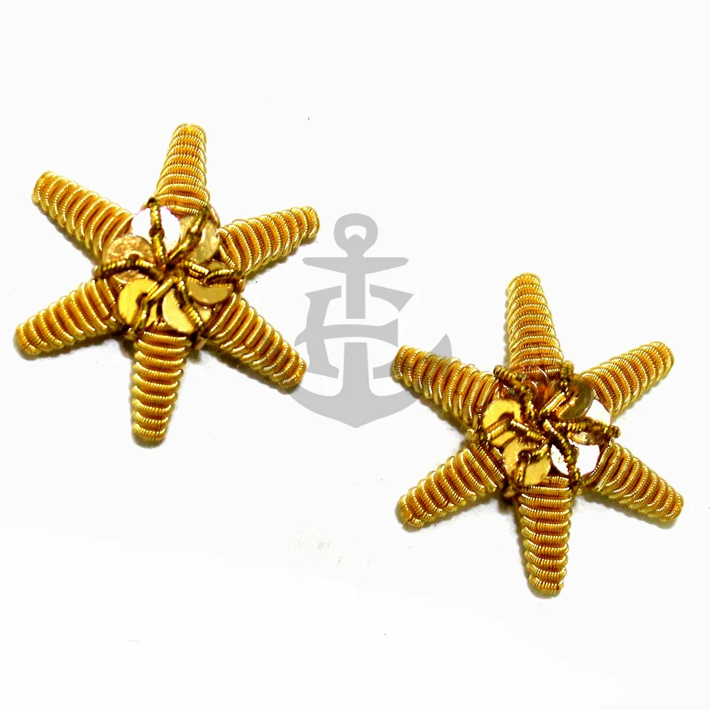 Military Gold Rank Stars Hand Embroidered