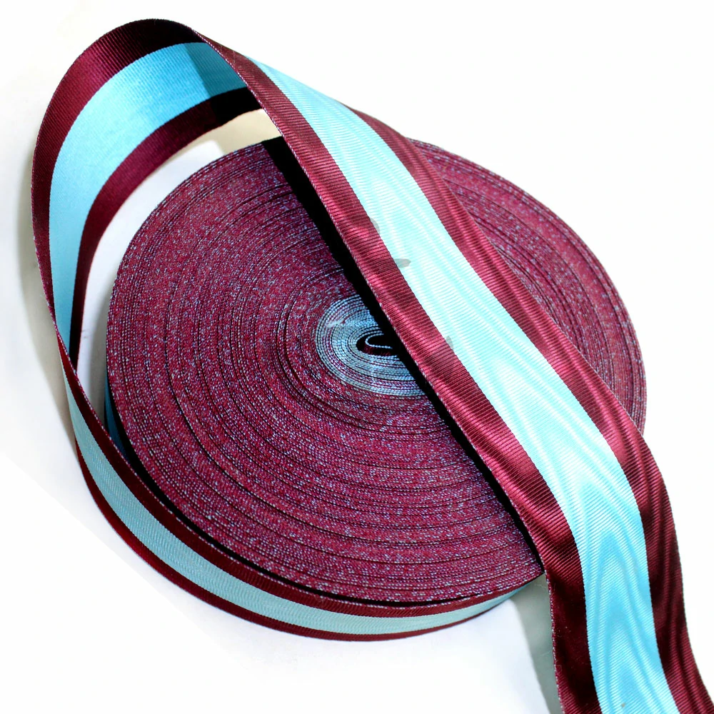 Moire Ribbons Maroon And Sky Blue