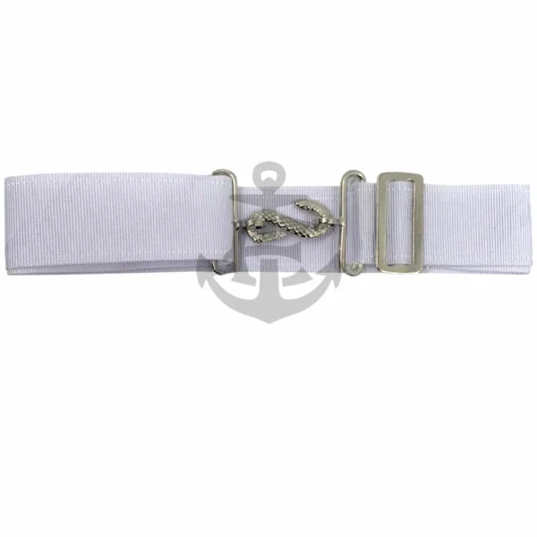 Belt Extension Apron White Silver Curls