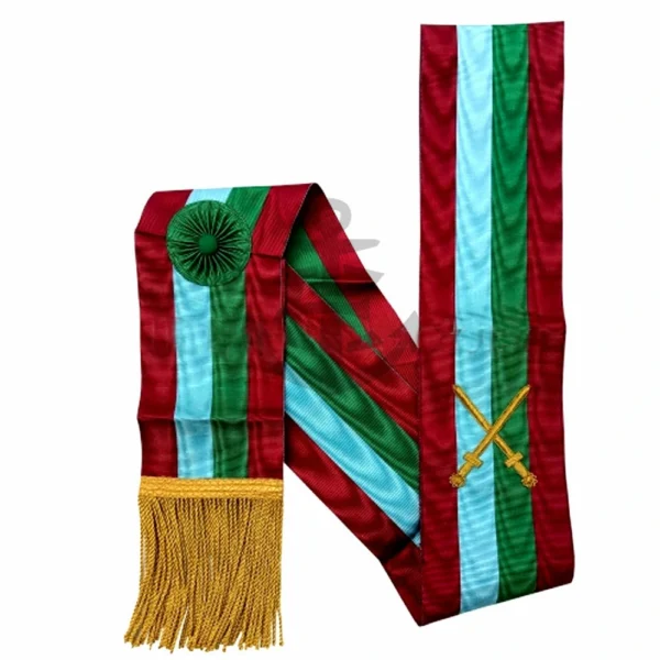 Knight Masons Sash Maroon Pale Blue Green Maroon