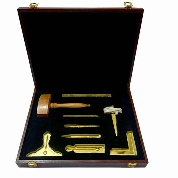 MASONIC TOOLS BOX GOLD PLATED