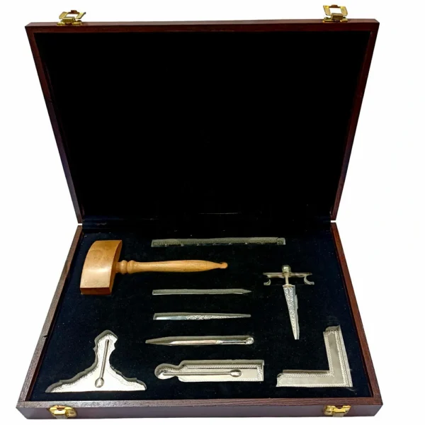 MASONIC TOOLS BOX SILVER PLATED