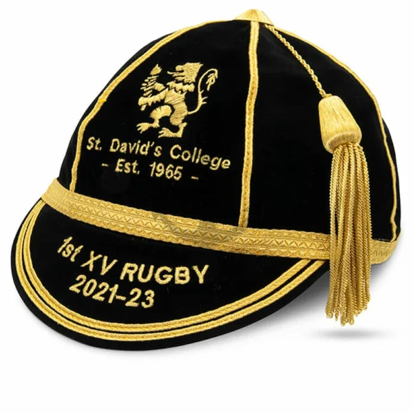 Honours cap black with gold trim